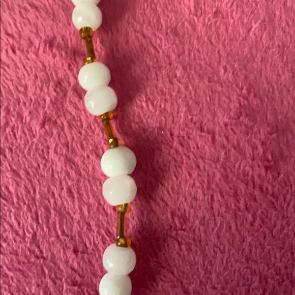 Vintage white and brown long necklace - Picture 5 of 7